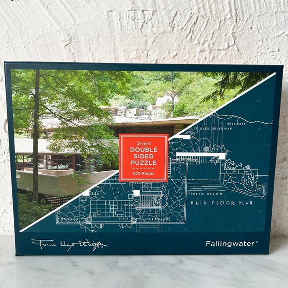 Frank Lloyd Wright Fallingwater Double Sided 500 Piece Puzzle - Complete - Picture 1 of 9